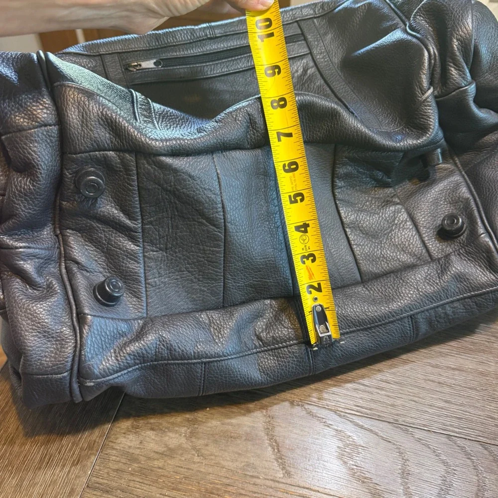 Vintage Lebo Voyager Black Leather Duffle Bag Weekender Travel Overnight Luggage